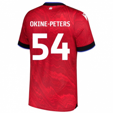 Kandiny Gyermek Jeremiah Okine-Peters #54 Piros Fekete Idegenbeli Jersey 2024/25 Mez Póló Ing