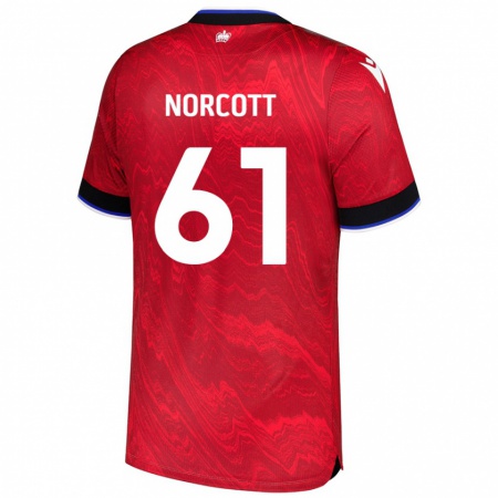 Kandiny Gyermek Tom Norcott #61 Piros Fekete Idegenbeli Jersey 2024/25 Mez Póló Ing