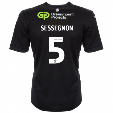 Kandiny Gyermek Steven Sessegnon #5 Fekete Idegenbeli Jersey 2024/25 Mez Póló Ing