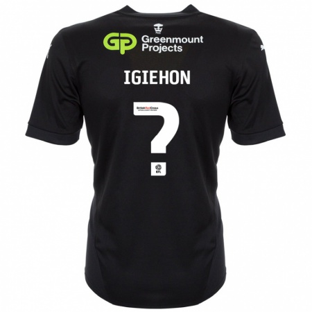 Kandiny Gyermek Elijah Igiehon #0 Fekete Idegenbeli Jersey 2024/25 Mez Póló Ing