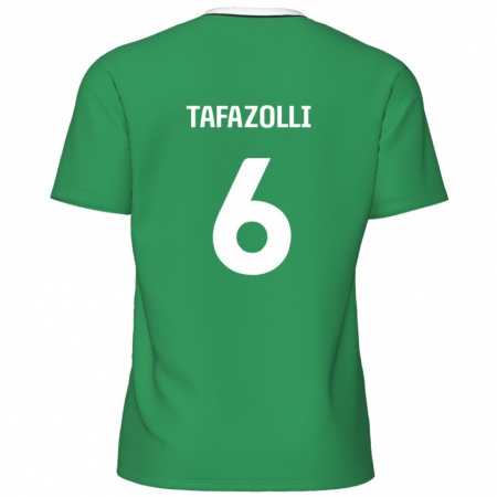 Kandiny Gyermek Ryan Tafazolli #6 Zöld Fehér Csíkok Idegenbeli Jersey 2024/25 Mez Póló Ing