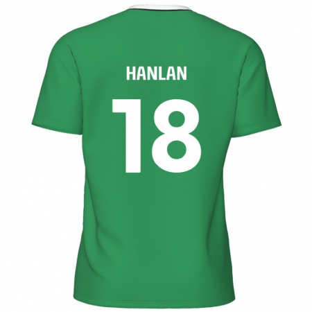 Kandiny Gyermek Brandon Hanlan #18 Zöld Fehér Csíkok Idegenbeli Jersey 2024/25 Mez Póló Ing