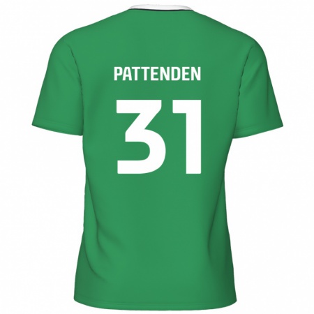 Kandiny Gyermek Jasper Pattenden #31 Zöld Fehér Csíkok Idegenbeli Jersey 2024/25 Mez Póló Ing