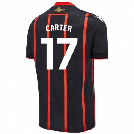 Kandiny Gyermek Hayden Carter #17 Fekete Piros Idegenbeli Jersey 2024/25 Mez Póló Ing