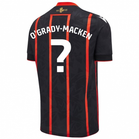 Kandiny Gyermek Harley O'grady-Macken #0 Fekete Piros Idegenbeli Jersey 2024/25 Mez Póló Ing