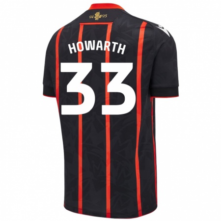 Kandiny Gyermek Taylor Howarth #33 Fekete Piros Idegenbeli Jersey 2024/25 Mez Póló Ing