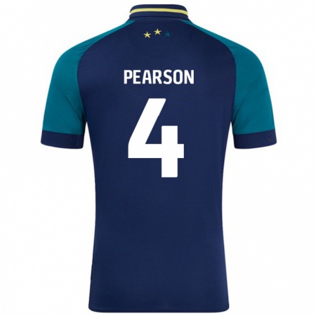 Kandiny Gyermek Matty Pearson #4 Navy Sötétzöld Idegenbeli Jersey 2024/25 Mez Póló Ing