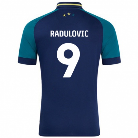 Kandiny Gyermek Bojan Radulovic #9 Navy Sötétzöld Idegenbeli Jersey 2024/25 Mez Póló Ing