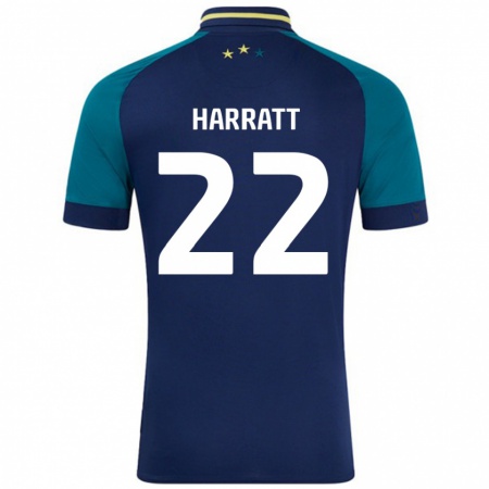 Kandiny Gyermek Kian Harratt #22 Navy Sötétzöld Idegenbeli Jersey 2024/25 Mez Póló Ing