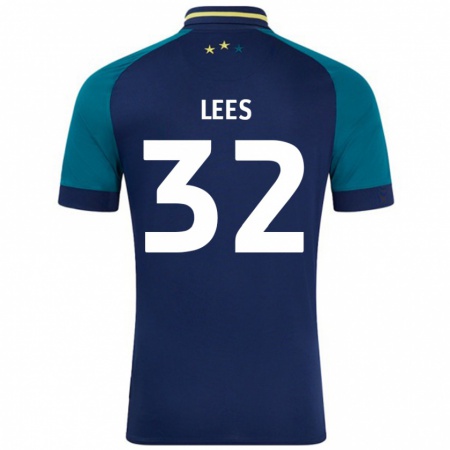 Kandiny Gyermek Tom Lees #32 Navy Sötétzöld Idegenbeli Jersey 2024/25 Mez Póló Ing