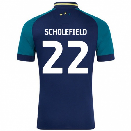 Kandiny Gyermek Lois Scholefield #22 Navy Sötétzöld Idegenbeli Jersey 2024/25 Mez Póló Ing