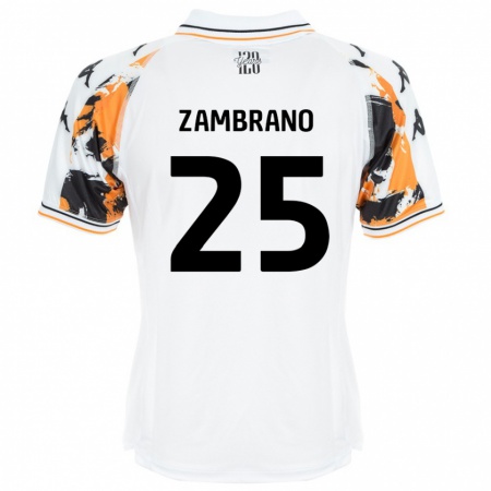 Kandiny Gyermek Óscar Zambrano #25 Fehér Idegenbeli Jersey 2024/25 Mez Póló Ing