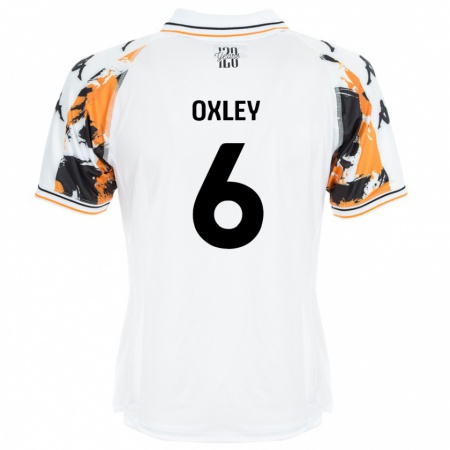 Kandiny Gyermek Tilly Oxley #6 Fehér Idegenbeli Jersey 2024/25 Mez Póló Ing