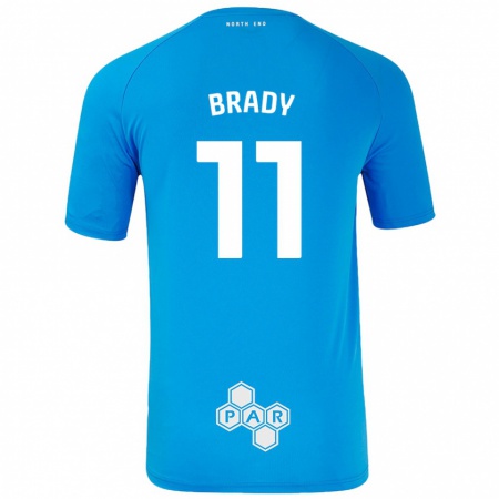 Kandiny Gyermek Robbie Brady #11 Égszínkék Idegenbeli Jersey 2024/25 Mez Póló Ing