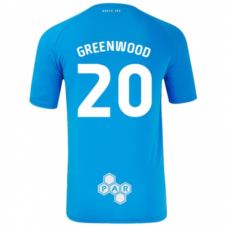 Kandiny Gyermek Sam Greenwood #20 Égszínkék Idegenbeli Jersey 2024/25 Mez Póló Ing