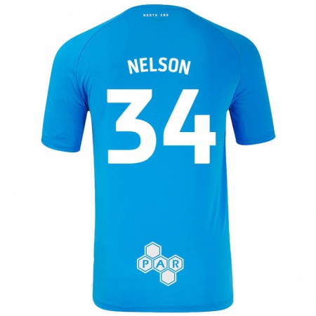 Kandiny Gyermek Kitt Nelson #34 Égszínkék Idegenbeli Jersey 2024/25 Mez Póló Ing