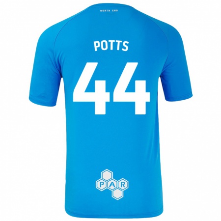 Kandiny Gyermek Brad Potts #44 Égszínkék Idegenbeli Jersey 2024/25 Mez Póló Ing