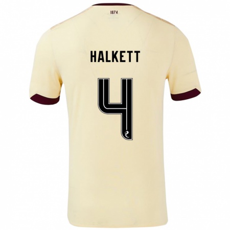 Kandiny Gyermek Craig Halkett #4 Krémes Bordó Idegenbeli Jersey 2024/25 Mez Póló Ing