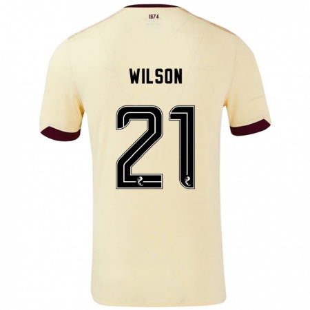 Kandiny Gyermek James Wilson #21 Krémes Bordó Idegenbeli Jersey 2024/25 Mez Póló Ing