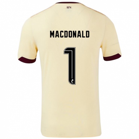 Kandiny Gyermek Jamie Macdonald #1 Krémes Bordó Idegenbeli Jersey 2024/25 Mez Póló Ing