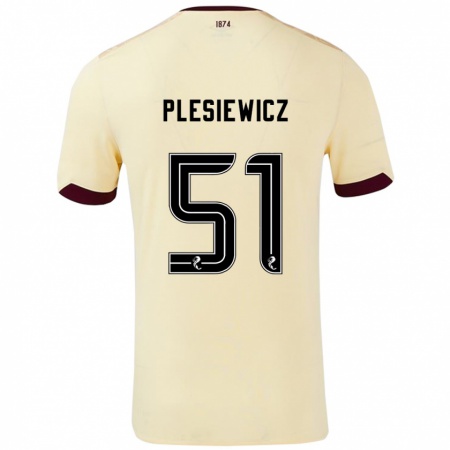 Kandiny Gyermek Szymon Plesiewicz #51 Krémes Bordó Idegenbeli Jersey 2024/25 Mez Póló Ing