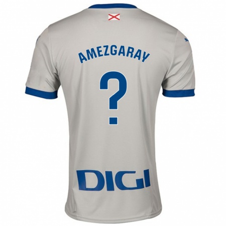 Kandiny Gyermek Ander Amezgaray #0 Világos Szürke Idegenbeli Jersey 2024/25 Mez Póló Ing