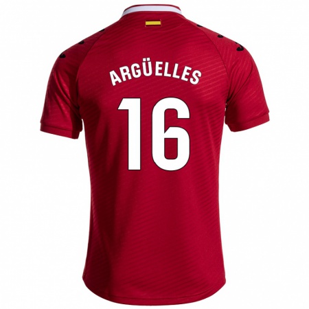 Kandiny Gyermek David Argüelles #16 Sötét Vörös Idegenbeli Jersey 2024/25 Mez Póló Ing