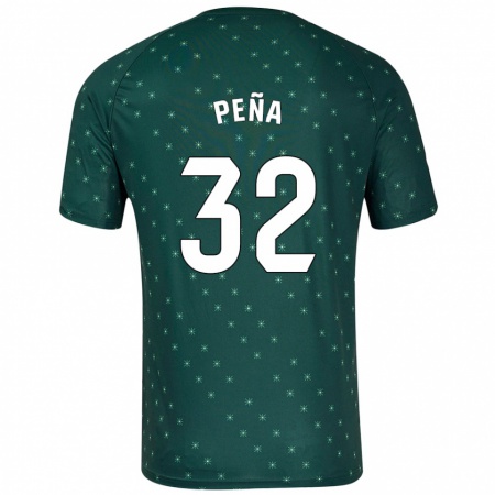 Kandiny Gyermek Marcos Peña #32 Sötétzöld Idegenbeli Jersey 2024/25 Mez Póló Ing