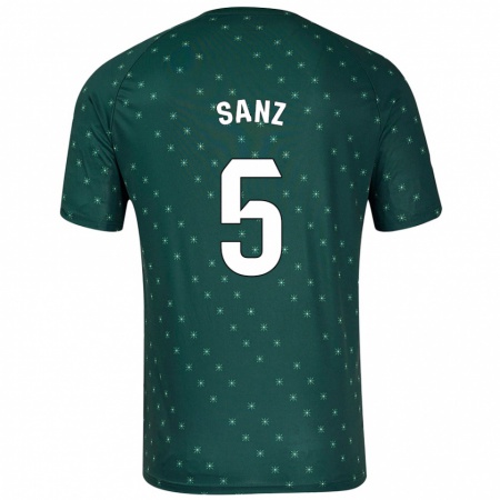 Kandiny Gyermek Paco Sanz #5 Sötétzöld Idegenbeli Jersey 2024/25 Mez Póló Ing