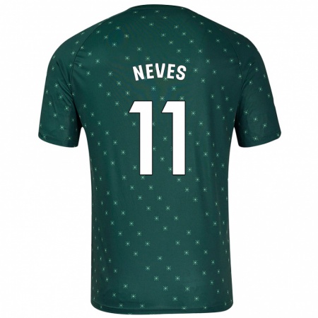 Kandiny Gyermek Hugo Neves #11 Sötétzöld Idegenbeli Jersey 2024/25 Mez Póló Ing