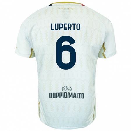 Kandiny Gyermek Sebastiano Luperto #6 Fehér Idegenbeli Jersey 2024/25 Mez Póló Ing