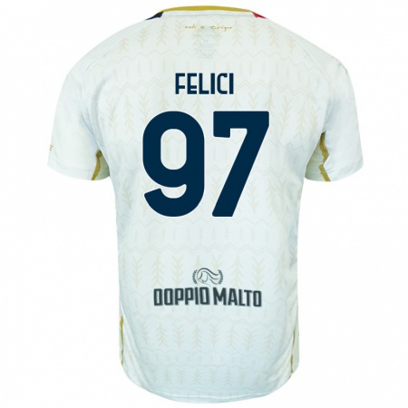 Kandiny Gyermek Mattia Felici #97 Fehér Idegenbeli Jersey 2024/25 Mez Póló Ing