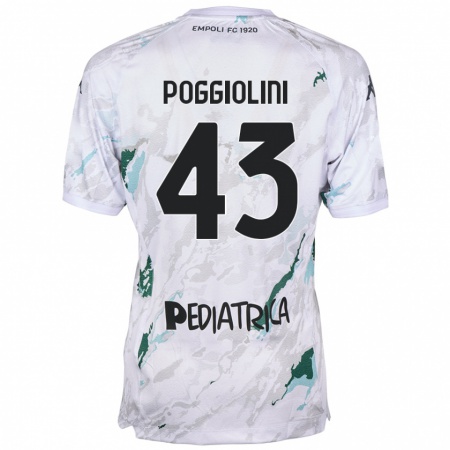 Kandiny Gyermek Duccio Poggiolini #43 Szürke Idegenbeli Jersey 2024/25 Mez Póló Ing