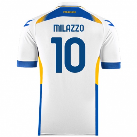 Kandiny Gyermek Simone Milazzo #10 Fehér Idegenbeli Jersey 2024/25 Mez Póló Ing