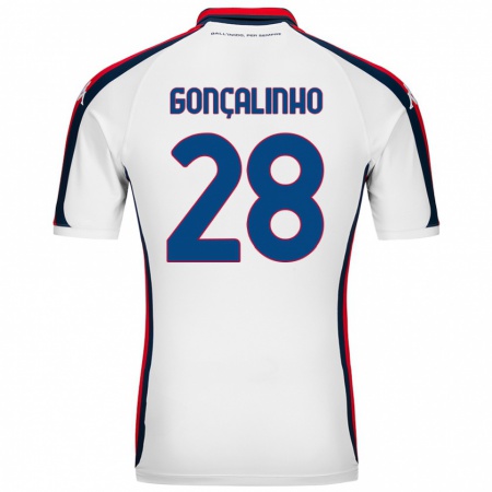 Kandiny Gyermek João Gonçalinho #28 Fehér Idegenbeli Jersey 2024/25 Mez Póló Ing