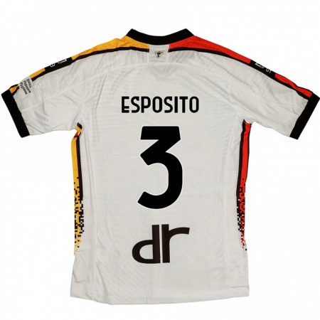 Kandiny Gyermek Sebastian Esposito #3 Fehér Fekete Idegenbeli Jersey 2024/25 Mez Póló Ing