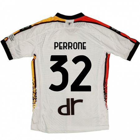 Kandiny Gyermek Samuele Perrone #32 Fehér Fekete Idegenbeli Jersey 2024/25 Mez Póló Ing