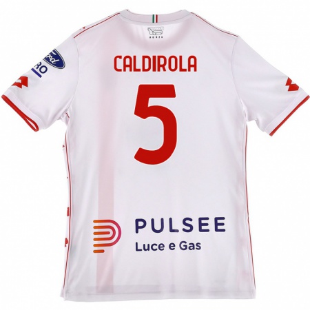 Kandiny Gyermek Luca Caldirola #5 Fehér Piros Idegenbeli Jersey 2024/25 Mez Póló Ing