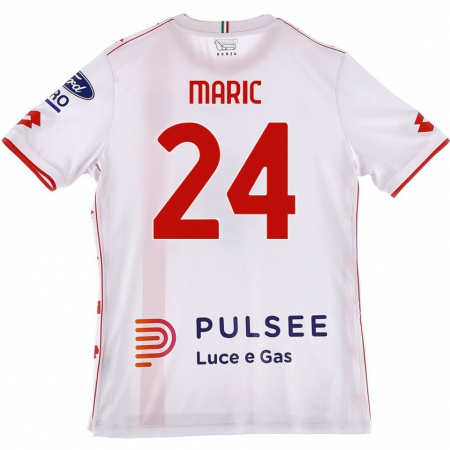 Kandiny Gyermek Mirko Maric #24 Fehér Piros Idegenbeli Jersey 2024/25 Mez Póló Ing