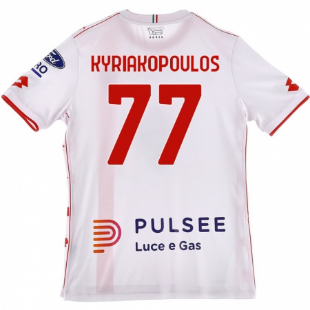 Kandiny Gyermek Georgios Kyriakopoulos #77 Fehér Piros Idegenbeli Jersey 2024/25 Mez Póló Ing