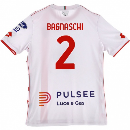 Kandiny Gyermek Alessandro Bagnaschi #2 Fehér Piros Idegenbeli Jersey 2024/25 Mez Póló Ing