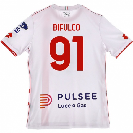 Kandiny Gyermek Davide Bifulco #91 Fehér Piros Idegenbeli Jersey 2024/25 Mez Póló Ing