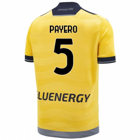 Kandiny Gyermek Martín Payero #5 Aranysárga Idegenbeli Jersey 2024/25 Mez Póló Ing