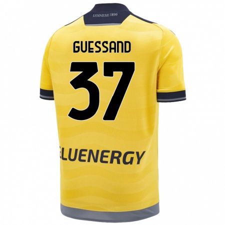 Kandiny Gyermek Axel Guessand #37 Aranysárga Idegenbeli Jersey 2024/25 Mez Póló Ing