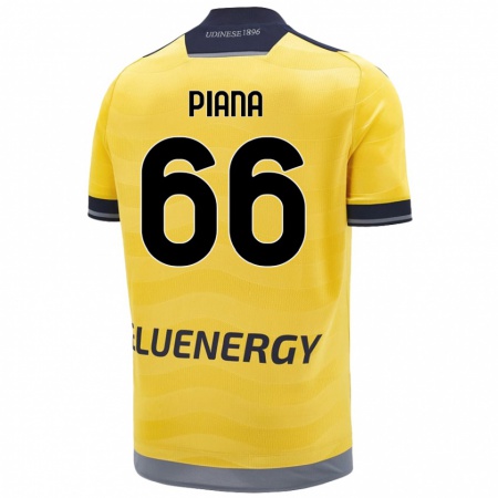 Kandiny Gyermek Edoardo Piana #66 Aranysárga Idegenbeli Jersey 2024/25 Mez Póló Ing