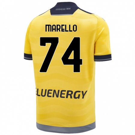 Kandiny Gyermek Mattia Marello #74 Aranysárga Idegenbeli Jersey 2024/25 Mez Póló Ing