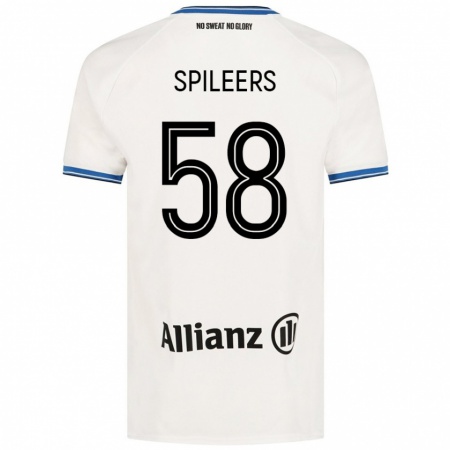 Kandiny Gyermek Jorne Spileers #58 Fehér Idegenbeli Jersey 2024/25 Mez Póló Ing