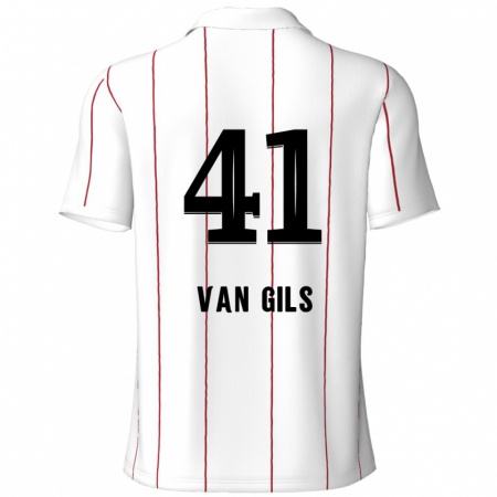 Kandiny Gyermek Mathis Van Gils #41 Fehér Fekete Idegenbeli Jersey 2024/25 Mez Póló Ing