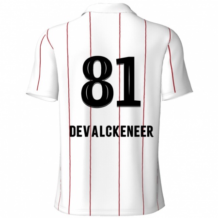 Kandiny Gyermek Niels Devalckeneer #81 Fehér Fekete Idegenbeli Jersey 2024/25 Mez Póló Ing