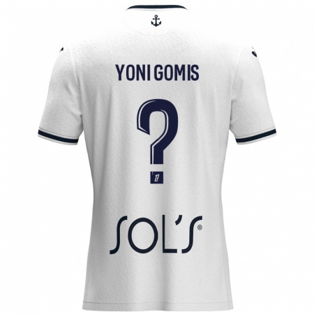 Kandiny Gyermek Yoni Gomis #0 Fehér Sötétkék Idegenbeli Jersey 2024/25 Mez Póló Ing